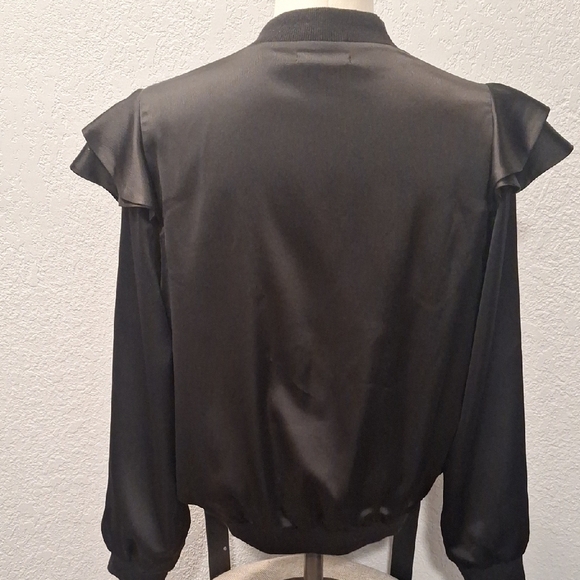 Vestique Black Ruffle Bomber Jacket - Picture 5 of 6